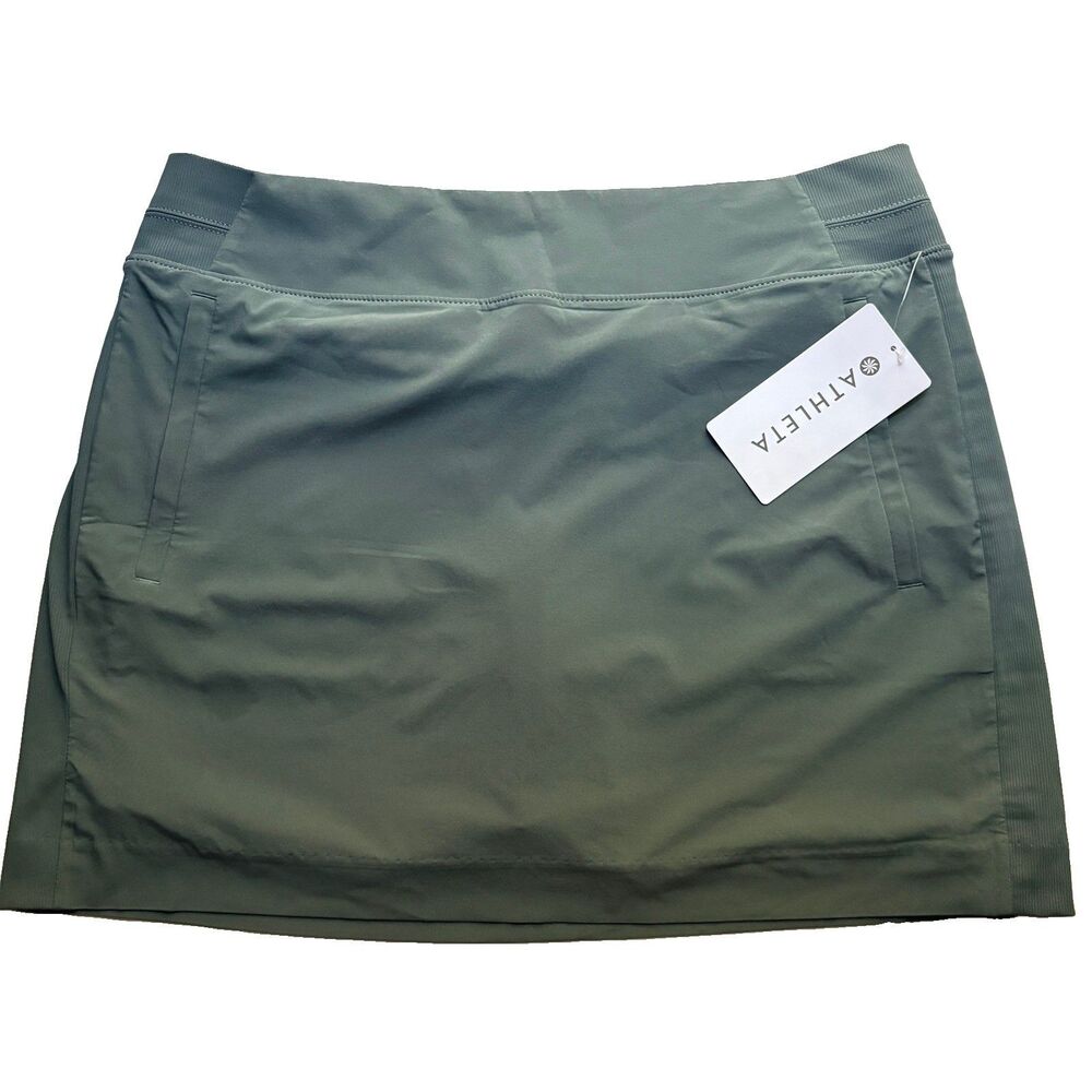 NWT Athleta Brooklyn 16" Skort Women's 16 Green Athletic Golf Travel Pickleball